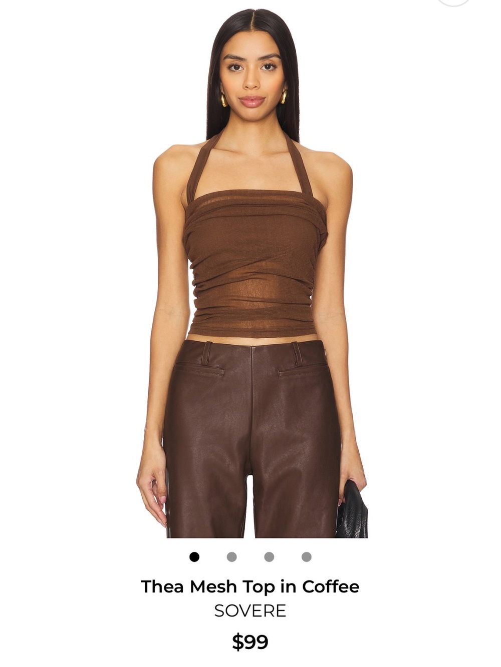Sovere Thea Mesh Halter Camisole in Coffee